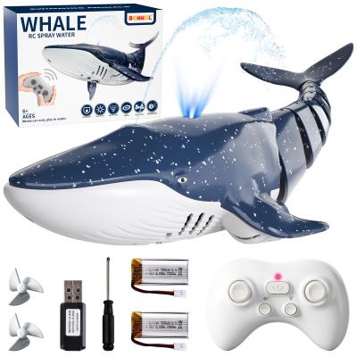 2.4Ghz Remote Control Whale Shark Toys for Boys Kids, 1:18 Scale High Simulation Whale Shark for Pool, Electric RC Shark Fish Toys with Light & Spray Water Function for 4 5 6 7 8 9 Year olds Kid