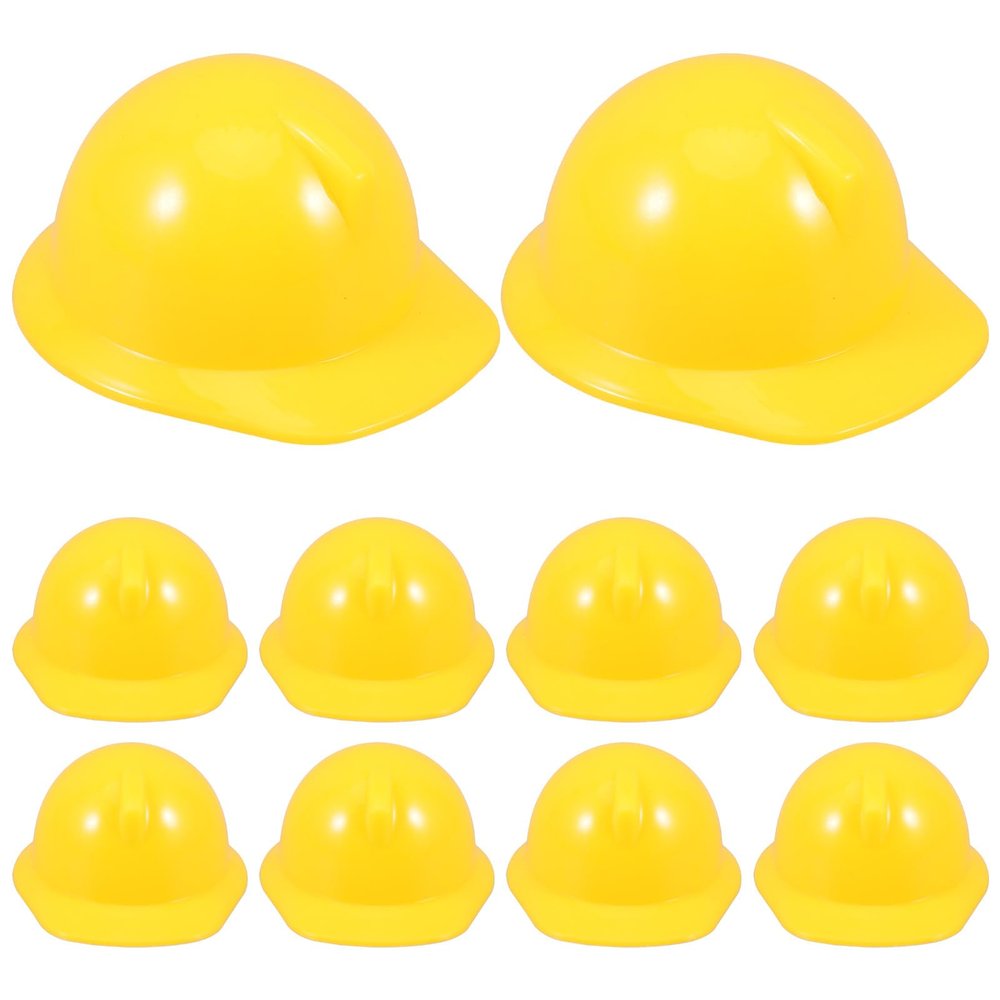 Abaodam Mini Construction Hat 10 Pcs Small Yellow Safety Helmets for Doll Dress up Party Supplies and Toy Accessories Lightweight Miniature Hard Hats