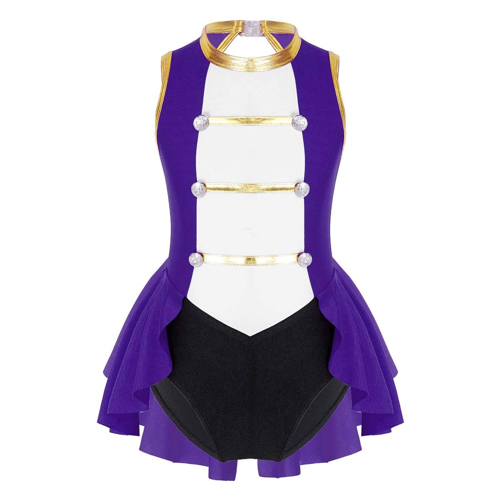 Venjoe Kids Girls Circus Ringmaster Costume Halloween Festival Party Cosplay Fancy Leotard Dress up Purple 6 Years