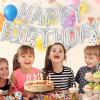 Silver Happy Birthday Balloons Banner, Foil Balloon Personalized Name Letters Balloons Sign Birthday Party Decorations for Women Men Boys Girls view 2