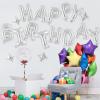 Silver Happy Birthday Balloons Banner, Foil Balloon Personalized Name Letters Balloons Sign Birthday Party Decorations for Women Men Boys Girls view 3