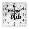 COCOKEN Welcome to My Crib Nursery Square Wall Clock Quotes Clock Large Wall Clocks Battery Operated 15 Inch Non-Ticking Modern Home Decor for Kitchen Living Room Bedroom Office view 1