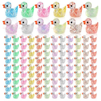 120 Pcs Fuyamp Mini Resin Ducks, Cute Colorful Miniature Duck Figures for DIY Projects, Aquarium, Home Decor, Birthday, Wedding, Christmas