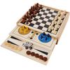Juegoal 7-in-1 Wooden Board Game Set for Kids Adults, Tabletop Combo Classic Travel Portable Board Games (Chess, Checkers, Chinese Checkers, Backgammon, Parcheesi, Snakes and Ladders, Tic Tac Toe) view 1