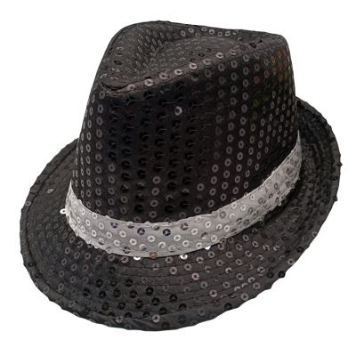 Michellecmm Men's Women's Jazz Hat Sequins Decorated Stage Dance Performance Party Holiday Hat Disco Hat (Black White, One Size)