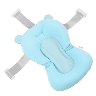 Baby Bath Seat, Baby Bath Tub Cushion for Bathtub Sink for Infant Newborn, Floating Foldable Adjustable Infant Bath Supporter, Easy to Clean (Blue Bear)