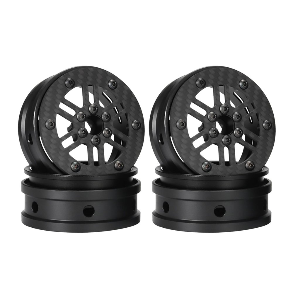 AMK Carbon Fiber 12mm Hex Hub 2.2 Beadlock Wheels Rims for 1/10 RC Crawler Tires Axial SCX10 TRX6 Gen7 Gen8 Gelande Pro GSPEED V4 TRX4 Upgrades Element Enduro 4Pcs (B)