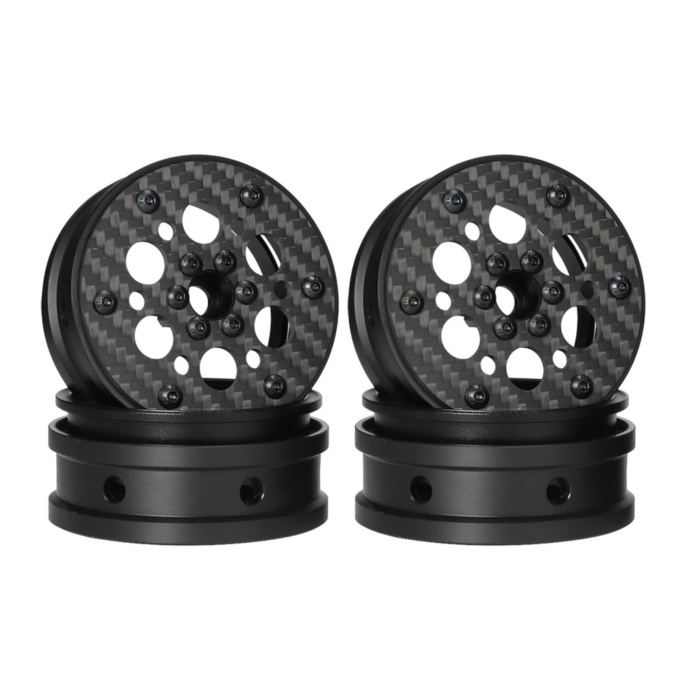 AMK Carbon Fiber 12mm Hex Hub 2.2 Beadlock Wheels Rims for 1/10 RC Crawler Tires Axial SCX10 TRX6 Gen7 Gen8 Gelande Pro GSPEED V4 TRX4 Upgrades Element Enduro 4Pcs (C)