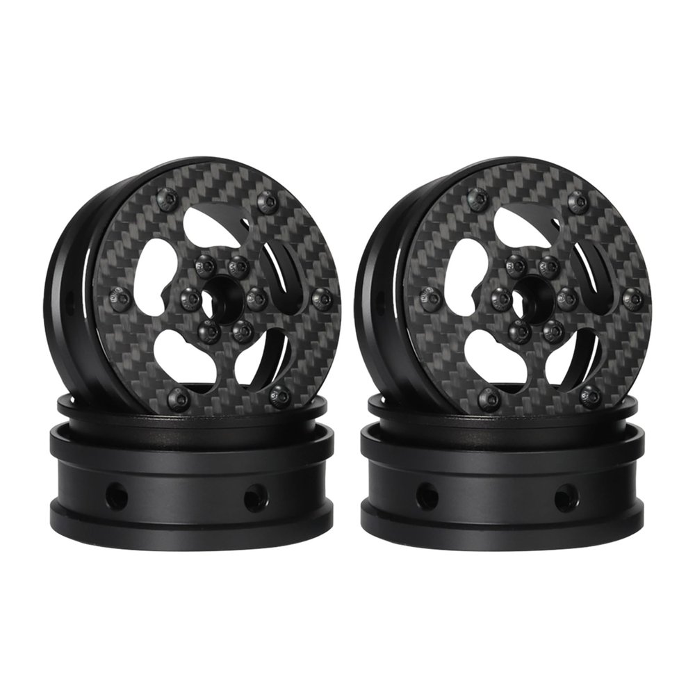 AMK Carbon Fiber 12mm Hex Hub 2.2 Beadlock Wheels Rims for 1/10 RC Crawler Tires Axial SCX10 TRX6 Gen7 Gen8 Gelande Pro GSPEED V4 TRX4 Upgrades Element Enduro 4Pcs (E)