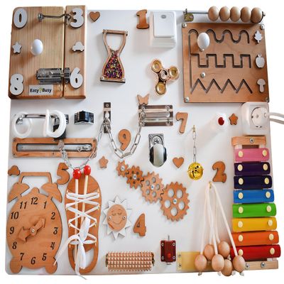 1 2 3 Year Old Girl Boy Gift Toddler Busy Board Sensory Activity Board Montessori Toys for Baby Dementia Fidget Toy Adult Boards Parts