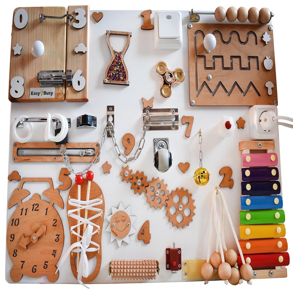 1 2 3 Year Old Girl Boy Gift Toddler Busy Board Sensory Activity Board Montessori Toys for Baby Dementia Fidget Toy Adult Boards Parts