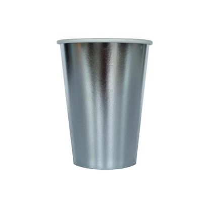 Jollity & Co Shade Paper Cups - 12-oz Party Cups in Silver - Pack of 8 Disposable Paper Cups - Easy to Mix and Match - Paper Cups to Suit All Occasions and Birthday Decorations