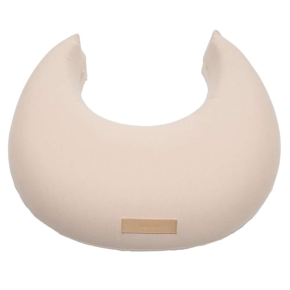 Butterr Natural Breastfeeding Pillow, Nursing and Posture Support, Plant Based Cushion with Organic Cotton Removable Cover (Natural)