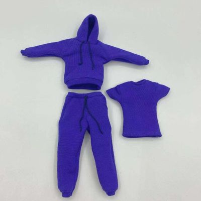 1/12 Scale Male Clothes,Men's Hoodie Vest Pants Trousers Sports Clothes Costume Outfit Clothing for 6inch Male Action Figure (Blue)