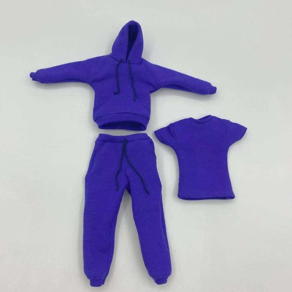1/12 Scale Male Clothes,Men's Hoodie Vest Pants Trousers Sports Clothes Costume Outfit Clothing for 6inch Male Action Figure (Blue)