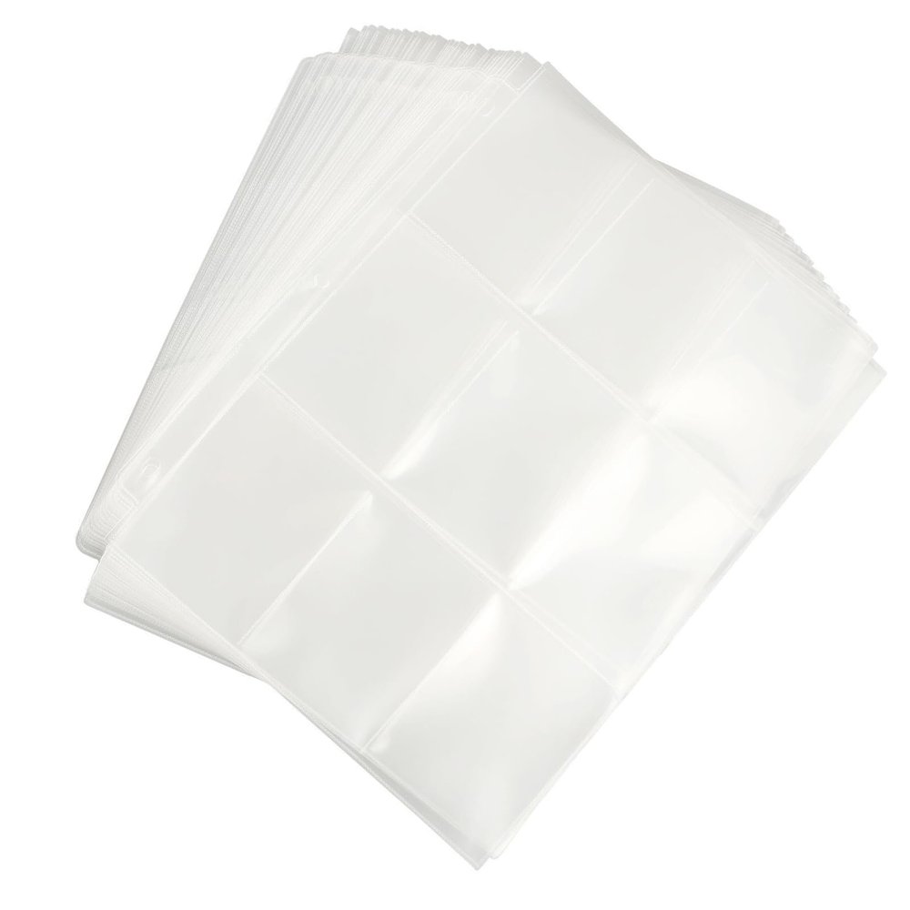 25 Pages 225 Pockets Trading Card Storage Album Pages Fit 3 Ring Binder, Clear Plastic Game Card Protectors