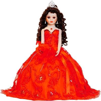 18 Quinceaera Last Doll with Umbrella Dress Stand  ltima Mueca Mis Quince Aos Keepsake, Traditional Hispanic Mis 15 Doll, Ceremony & Table Centerpiece, Fully Accessorized KK18725-14 (Red)