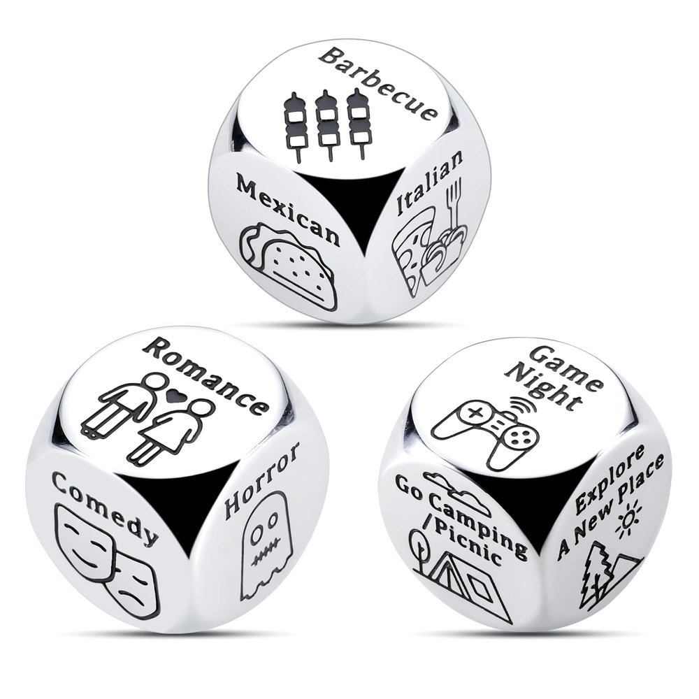 3 Pcs Anniversary Date Night Gifts for Couples Food Dice for Him Her Couple Gifts for Boyfriend Girlfriend Stocking Stuffers Christmas Birthday Gifts for Husband Wife Men Women White Elephant Gift