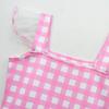 ABEWIP Kids Girls Vintage Pink Plaid Sleeveless Round Neck Tulle Dress Retro 1950s Costume Gingham Ruffle Summer Causal dress Pink Flutter Sleeve(3Pcs) 9-10 Years view 2