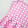 ABEWIP Kids Girls Vintage Pink Plaid Sleeveless Round Neck Tulle Dress Retro 1950s Costume Gingham Ruffle Summer Causal dress Pink Flutter Sleeve(3Pcs) 9-10 Years view 3
