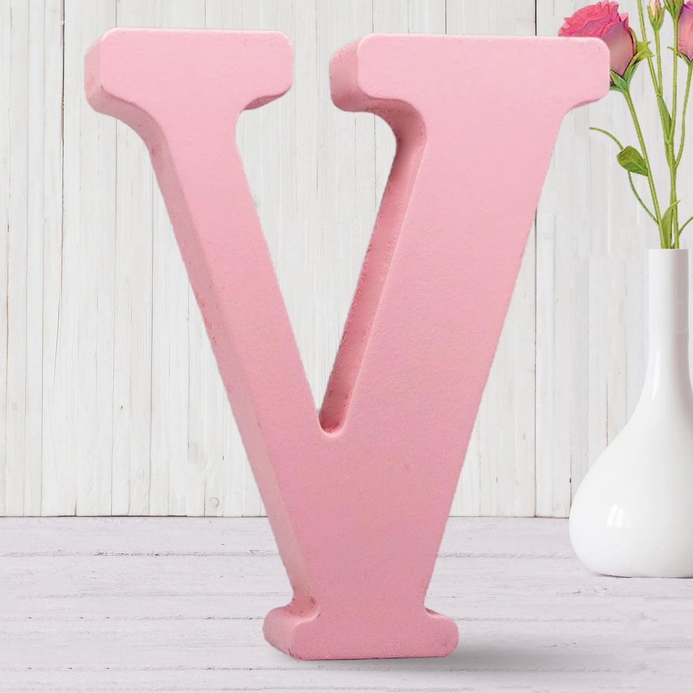 AOCEAN 8 Inch Pink Wood Letters for Wall Decor, Decorative Standing Letters Slices Sign Board Decoration for Craft, Home, Party Projects