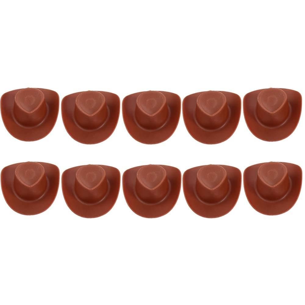 10 Pieces Plastic Mini Western Cowboy Cowgirl Hat Miniature Cute Doll Hat Party Dress Hat for Dollhouse Decoration Creative Gifts, 2.16 x 1.81 inch