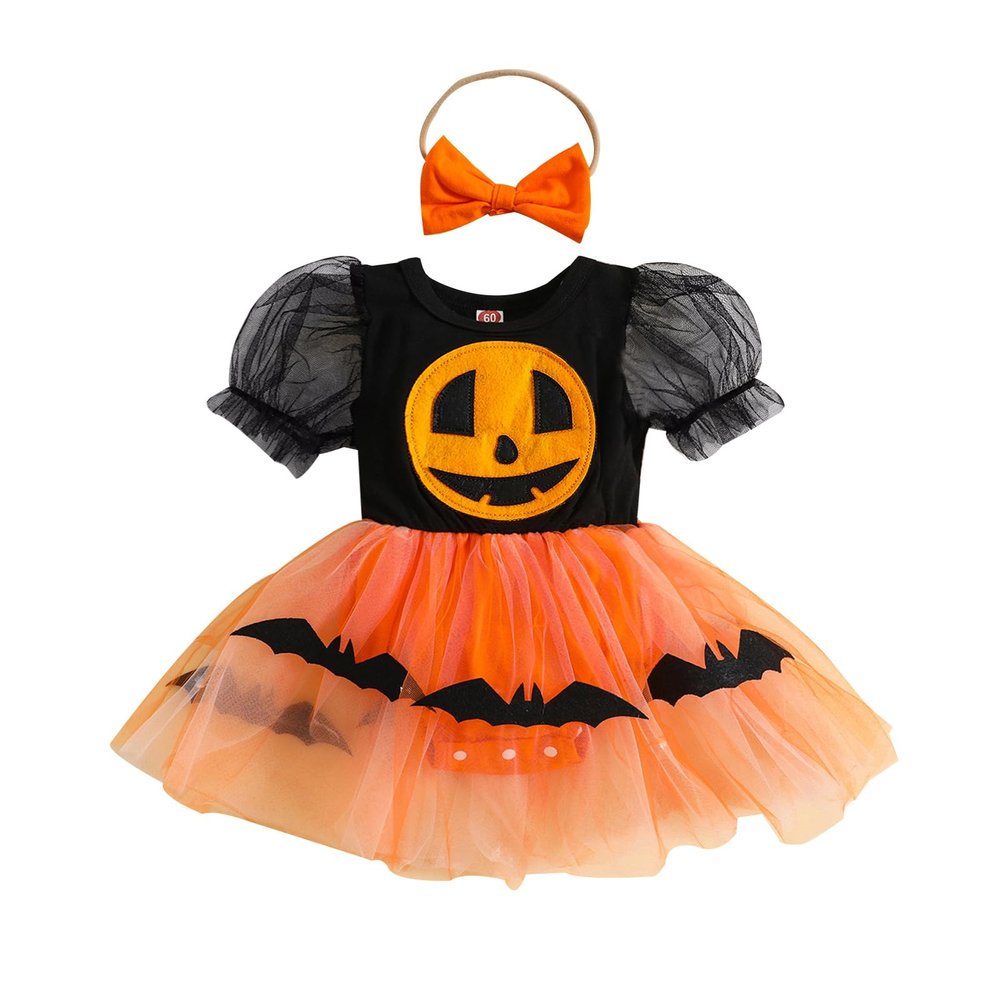 Nicoxijia Newborn Baby Girl Halloween Witch Costume Puff Sleeve Tulle Romper Dress Lace Tutu Skirt Bodysuit Party Outfits