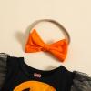 Nicoxijia Newborn Baby Girl Halloween Witch Costume Puff Sleeve Tulle Romper Dress Lace Tutu Skirt Bodysuit Party Outfits view 2