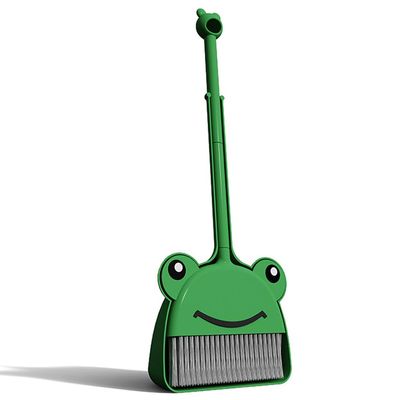 SCKTYZS Mini Broom with Dustpan for Boy I Kids Small Cleaning Set Combo Pretend Play I Toddler Kitchen Dress Up ToysFrog Green