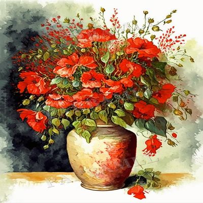 1000 Piece Adult Puzzle, Vintage Red Flower Vase, Puzzle Educational Gift, Room Decor Exercise Willpower