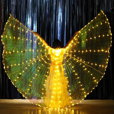 Sekopesy Illuminated LED Fairy Wings for Kids and Adults Multicolored Glowing Butterfly Wings for Enchanting Parties and Events (40inch for Kids, Yellow Lights)