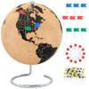 Vaudagio Beautiful Cork Globe with 102 Different Push Pins - Spinning Travel Globe 26cm / 10 inch High Made of Cork with Pin  as Travel Map & Gift Idea for Globetrotters view 1