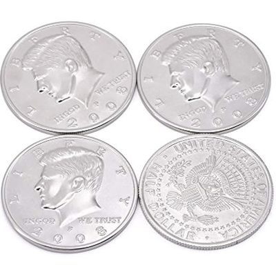 blue-ther Jumbo Coin Half Dollar Coin Shells 3+1 Set Magic Coin Trick Props Accessories Gimmicks Close up Magic