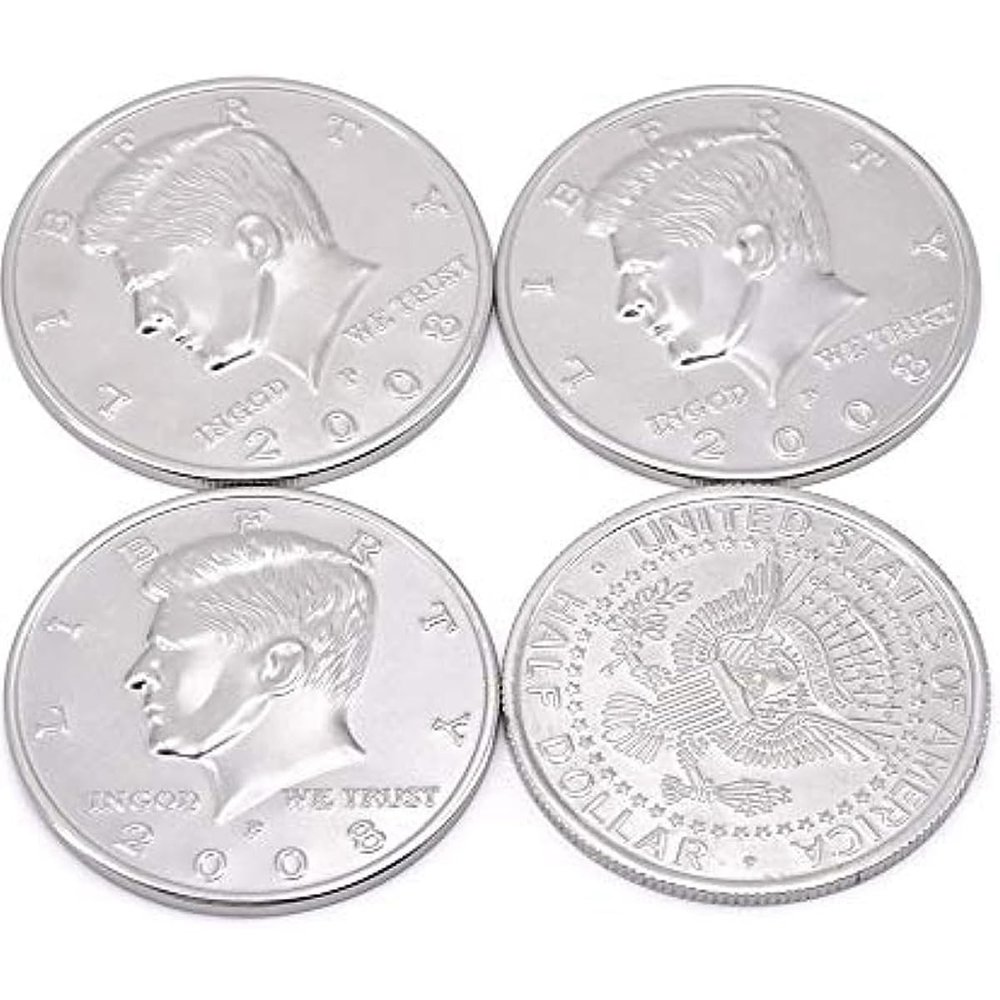 blue-ther Jumbo Coin Half Dollar Coin Shells 3+1 Set Magic Coin Trick Props Accessories Gimmicks Close up Magic