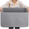 OIAHOMY 75L Large Blanket Basket, Woven Blanket Storage Basket with Handle, Cotton Rope Basket for Organizing 22x17x12, Blanket Basket living Room, Toy Basket for Nursery, Grey view 1