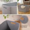 OIAHOMY 75L Large Blanket Basket, Woven Blanket Storage Basket with Handle, Cotton Rope Basket for Organizing 22x17x12, Blanket Basket living Room, Toy Basket for Nursery, Grey view 4