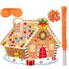 Christmas Gingerbread House Theme Piata 16 Inch Mexican Piata with Stick Blindfold Christmas Piatas Bundle for Xmas Birthday Holiday Game Favor Photo Prop