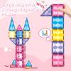 BENOKER Pink Castle Magnetic Tiles for Kids Ages 3-8, 3D STEM Toys with Sparkling Building Blocks, Creative Educational Gift for Boys and Girls, Preschool Learning Toys for Birthday view 3