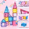 BENOKER Pink Castle Magnetic Tiles for Kids Ages 3-8, 3D STEM Toys with Sparkling Building Blocks, Creative Educational Gift for Boys and Girls, Preschool Learning Toys for Birthday view 4