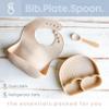 All In One Silicone Baby Feeding Set By SofiAl - Safe for 6-12 Months - Non-Toxic Baby Led Weaning Supplies, Suction Plate Or Bowl, Bib, Spoon & Gift Bag - BPA-Free - Mess Free Baby Feeding Essentials view 2