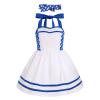 50s Dresses for Girls Vintage Blue Polka Dot Halter Dress Toddler Baby Girls Sleeveless Blue White Backless Swing Dresses with Headband 2pcs Outfits Blue Polka 12-18 Months view 2
