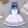 50s Dresses for Girls Vintage Blue Polka Dot Halter Dress Toddler Baby Girls Sleeveless Blue White Backless Swing Dresses with Headband 2pcs Outfits Blue Polka 12-18 Months view 3