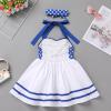 50s Dresses for Girls Vintage Blue Polka Dot Halter Dress Toddler Baby Girls Sleeveless Blue White Backless Swing Dresses with Headband 2pcs Outfits Blue Polka 12-18 Months view 4