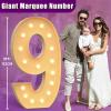 Tongjoy 5FT Marquee Numbers 9, Large Light up Numbers for 9th 19th 90th Birthday Decorations, Giant Light up Sign 9 for Birthday, Anniversary Backdrop, Pre-Cut Foam Board Kit (DIY) view 3