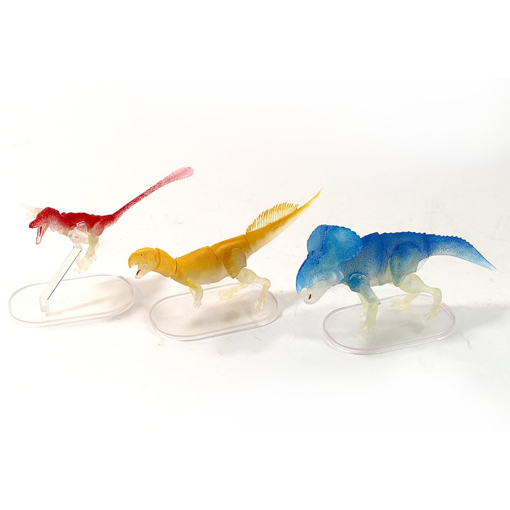 Beasts of The Mesozoic: Glow-in-The-Dark Dinosaur 3-Pack - 4" Velociraptor, Protoceratops & Psittacosaurus - 1/18th Scale Action Figures, Collectible