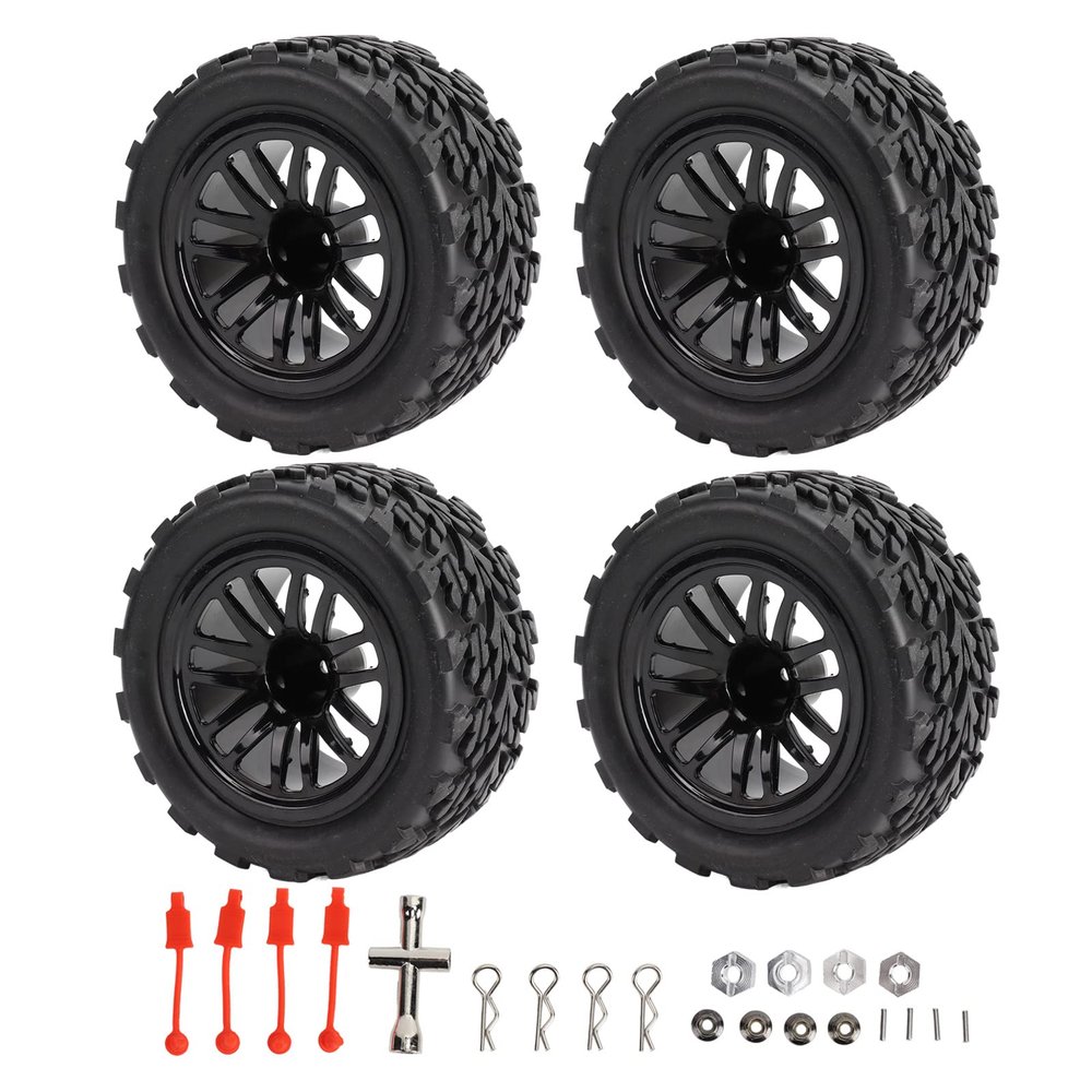 4PCS RC Tires 12mm Hex Off Road Short Course Truck Tyres 1/10, Large Truck RC Tires and Long-Lasting RC Tires
