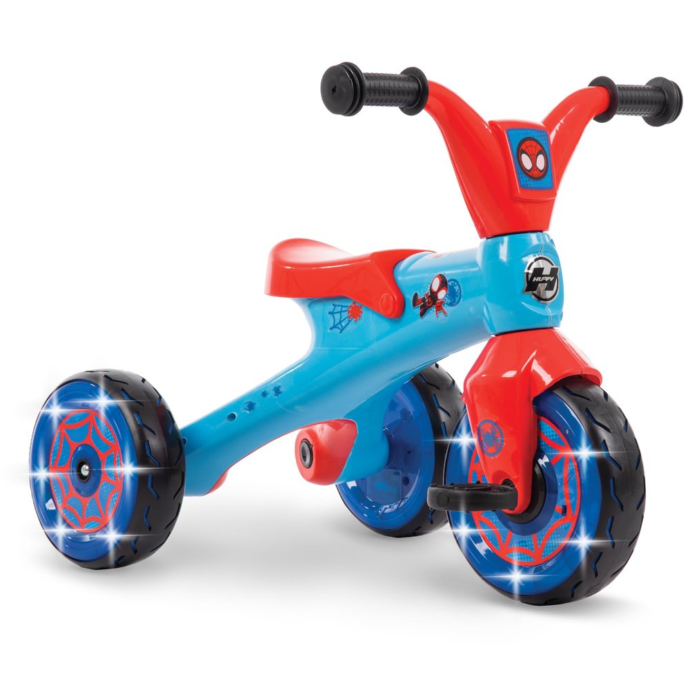 Huffy Marvel Spidey and His Amazing Friends Light Up Kids' Trike, Ideal for Ages 3+ Years Old, LED Light Feature, Under Seat Storage, Fun and Playful Design, Spidey and His Amazing Friends Graphics