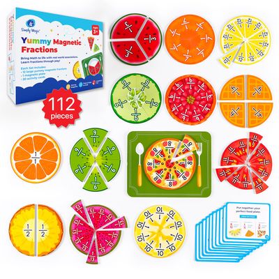112 PCS Yummy Magnetic Fractions - Magnetic Fraction Tiles & Circles, Bars, Classroom Math Manipulatives, Fraction Manipulatives for Elementary Teachers 2nd, 3rd, 4th, 5th Grade - Simply Magic
