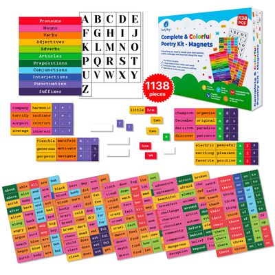 1138 PCS Colorful & Complete Poetry Magnets Kit, Word Magnet for Fridge, Poem Magnet, Magnetic Words for Fridge, Sentence Building, Poetry Tiles Magnets, Create Poems, Conversations - Simply Magic
