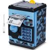 ATM Piggy Bank for Boys Girls, Vcertcpl Mini ATM Coin Bank Money Saving Box with Password, Kids Safe Money Jar for Adults with Auto Grab Bill Slot, Great Gift Toy Bank for Kids (Camouflage BlueGray) view 1